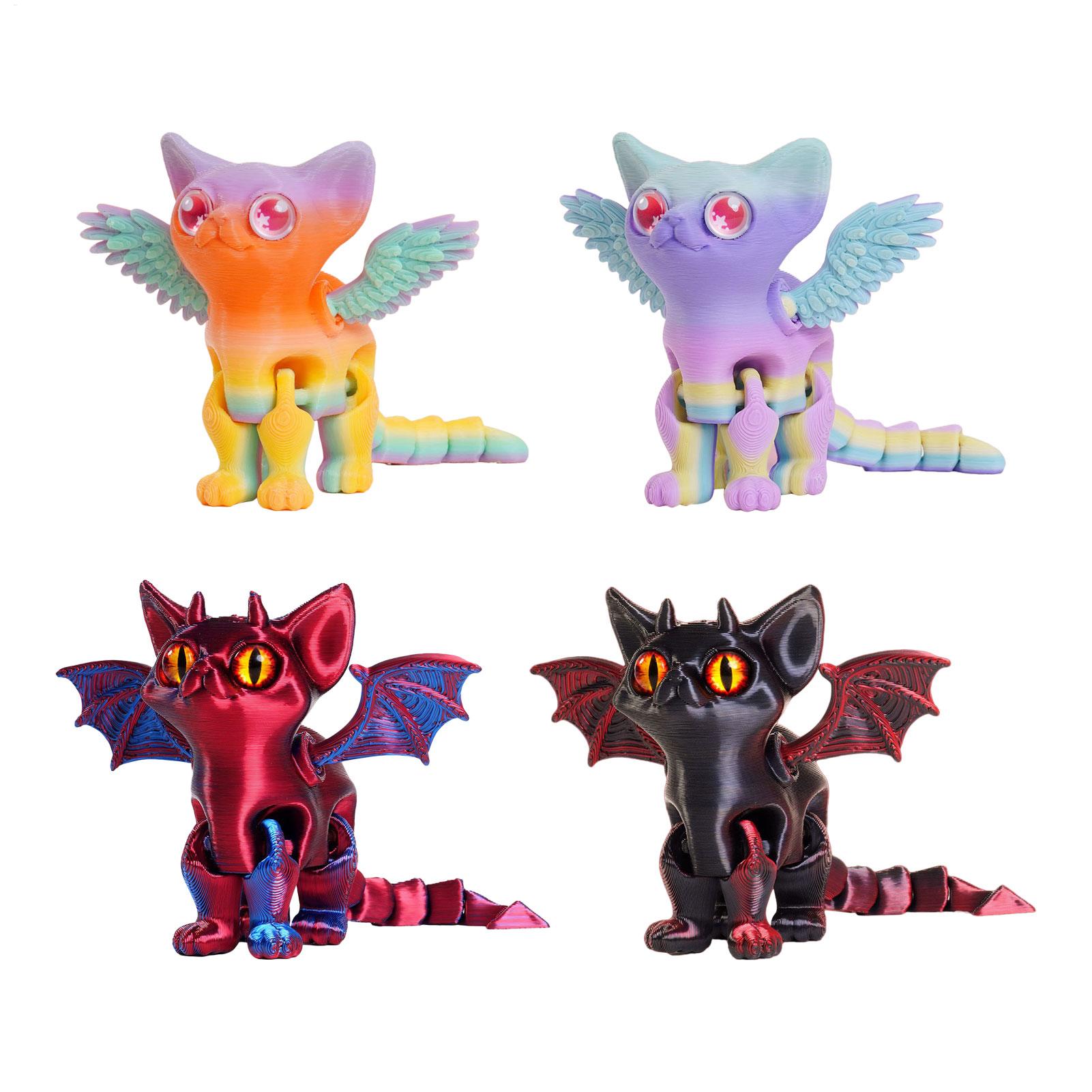 3D Printing Fidget Toys - ของตกแต่งรูปสัตว์พิมพ์ 3 มิติ รูปแมว ของตกแต่งโต๊ะทำงาน ข้อต่อหลายจุด