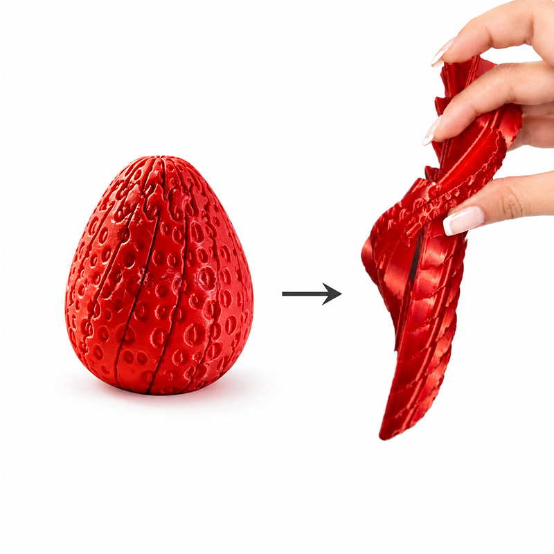 3D Printing Food - ไข่สตรอว์เบอร์รีบิดเกลียว พิมพ์ 3 มิติ ของเล่นไข่สตรอว์เบอร์รีหมุนได้ บรรเทาความเครียด