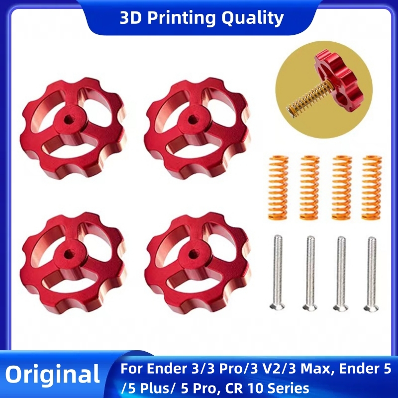 3D Printer Bed Spring - น็อตปรับระดับโลหะ Creality, ชุดน็อตแบบหมุนมือสำหรับ Ender 3/3 Pro/3