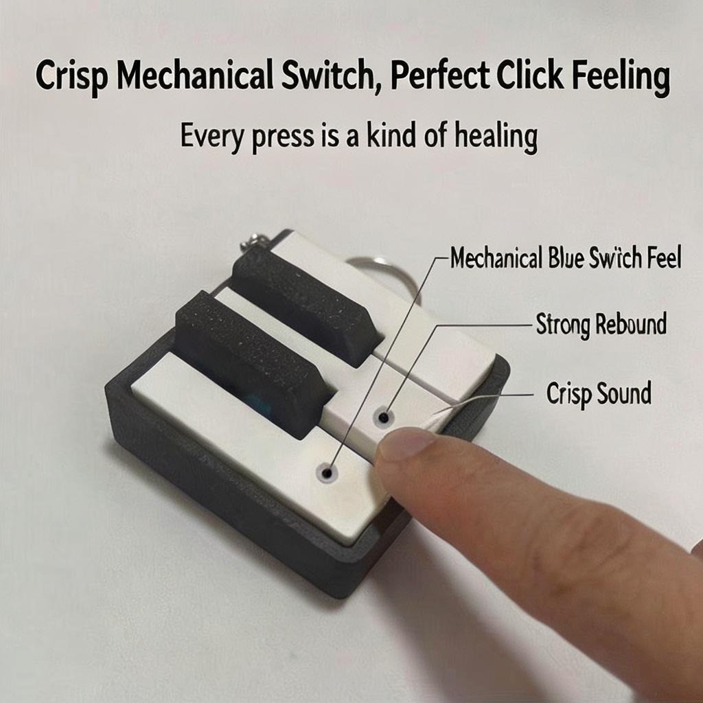 3D Printing Keychain - ของตกแต่งโต๊ะทำงานรูปคีย์บอร์ดเปียโน 3 มิติ พิมพ์ลาย 3 มิติ