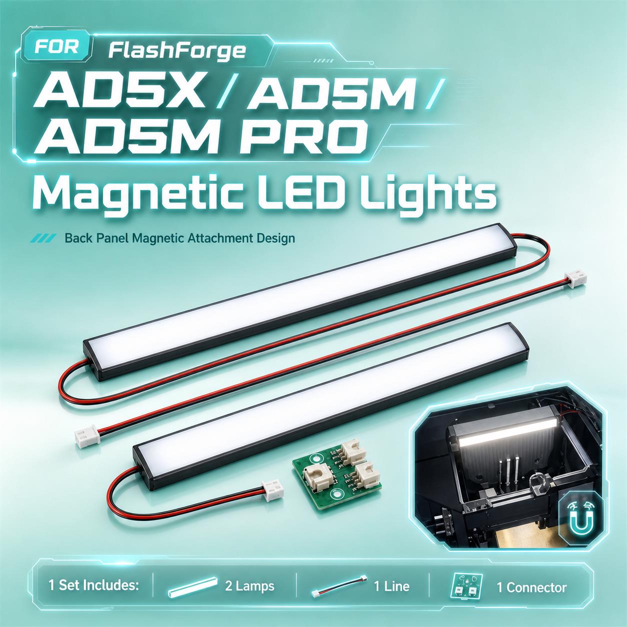 3D Printer Cable Chain - สำหรับ FLASHFORGE Adventurer 5M AD5M แถบไฟ