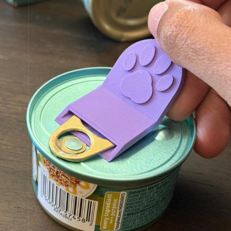 3D Printing Food - ที่เปิดกระป๋องอาหารสัตว์เลี้ยงรูปทรงอุ้งเท้าแมวแบบพิมพ์ 3 มิติ, ที่เปิดกระป๋องอาหารแมวแบบพกพาอเนกประสงค์, ปลอดภัยและจับถนัดมือ
