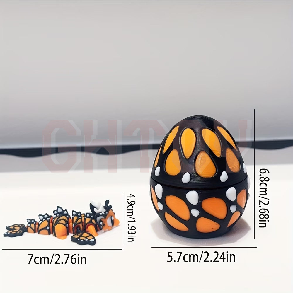 3D Printing Fidget Toys - ฟิกเกอร์มังกรขยับข้อต่อได้ ลายไข่มังกรผีเสื้อ พิมพ์ 3 มิติ ของเล่นคลายเครียด