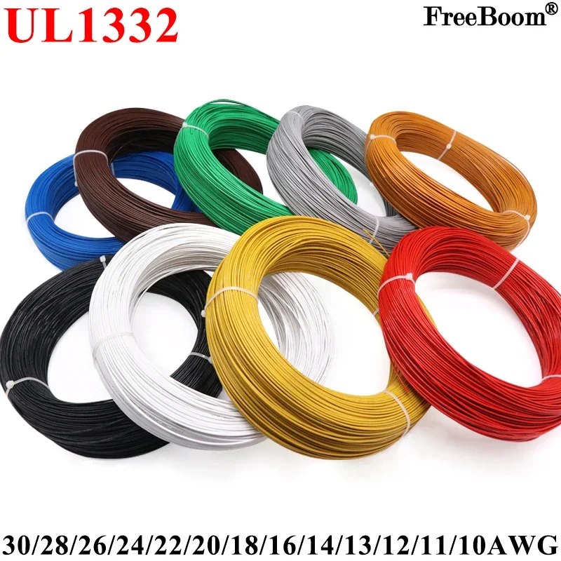 3D Printer Cable Chain - 5M/10M UL1332 PTFE ลวด 30/28/26/24/22/20/18/16/14/13/12/10 AWG