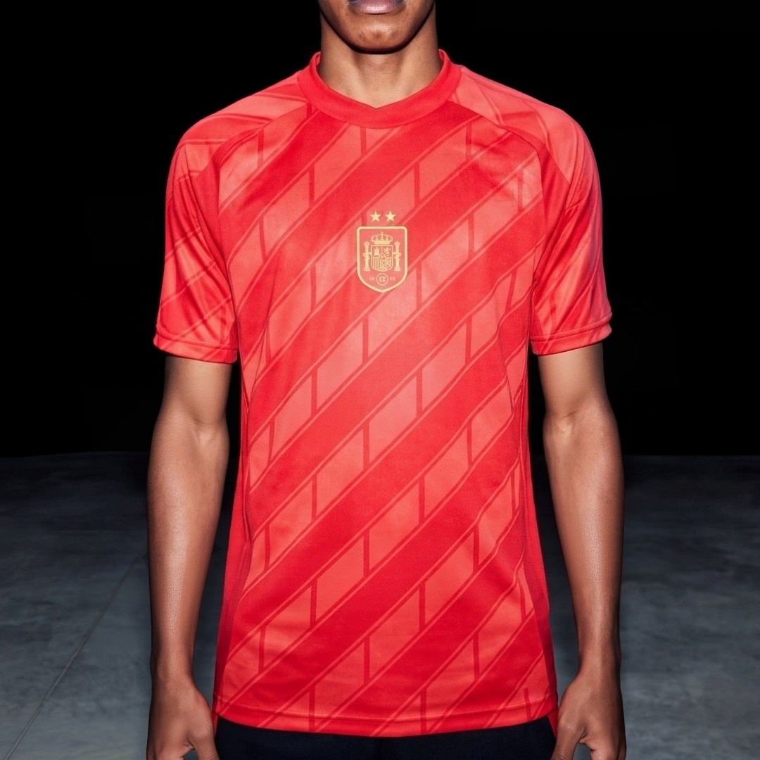 3D Printing Icon - เสื้อฟุตบอลยูนิเซ็กส์ลายไอคอนย้อนยุคสเปน 2027, เสื้อฟุตบอลตาข่ายระบายอากาศพิมพ์ลาย 3 มิติ, เสื้อผู้ชายทรงโอเวอร์ไซส์สำหรับฤดูร้อน