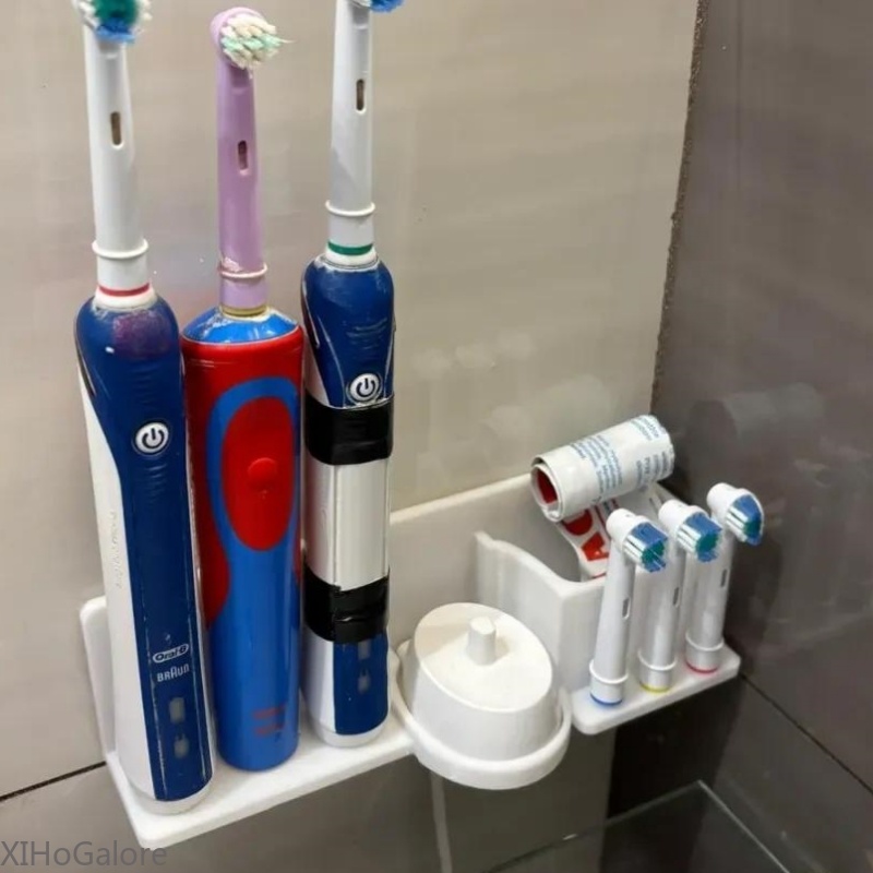 3D Printing Dental - ที่แขวนแปรงสีฟันติดผนังแบบพิมพ์ 3 มิติ ไม่ต้องเจาะ ติดตั้งด้วยกาว ชั้นวางเก็บของในห้องน้ำ