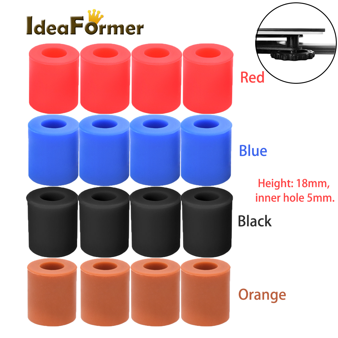 3D Printer Bed Spring - IdeaFormer 4Pcs ซิลิโคน Solid Spacer Hot