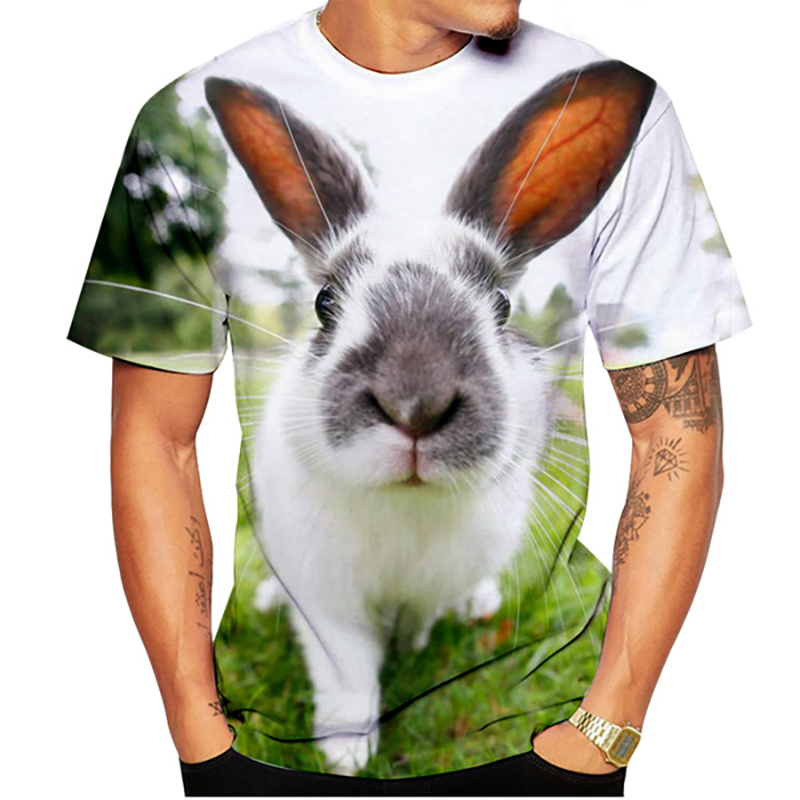 แฟชั่นกระต่ายน่ารักเสื้อยืดพิม - 3D Printing Rabbit บทวิจารณ์และราคา