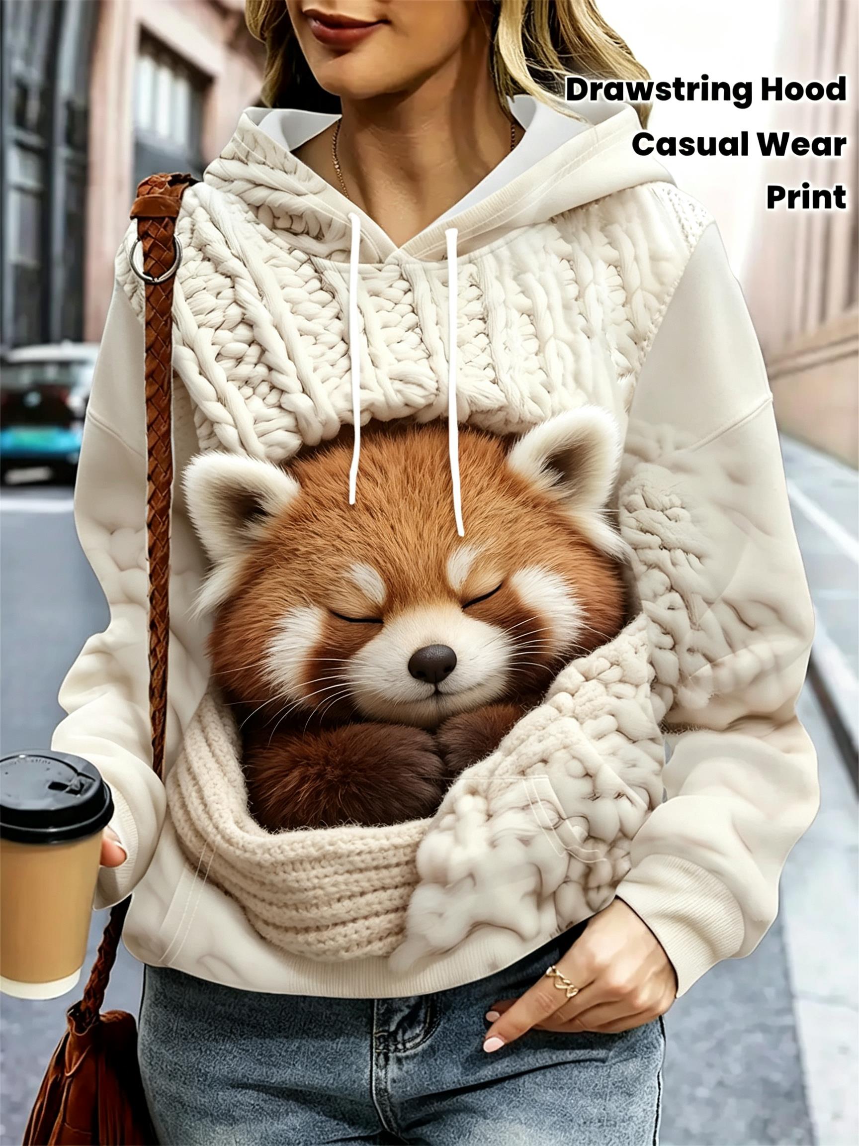 เสื้อฮู้ดบุขนสำหรับผู้หญิง ลาย - 3D Printing Rabbit บทวิจารณ์และราคา