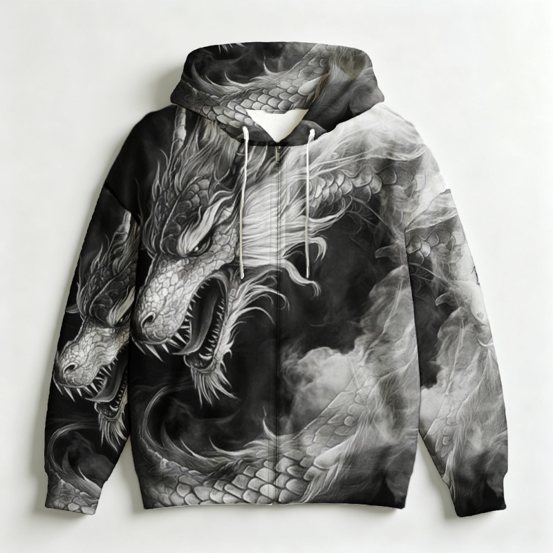 เสื้อฮู้ดซิปผู้ชาย ลายกราฟิกมั - 3D Printing Output บทวิจารณ์และราคา
