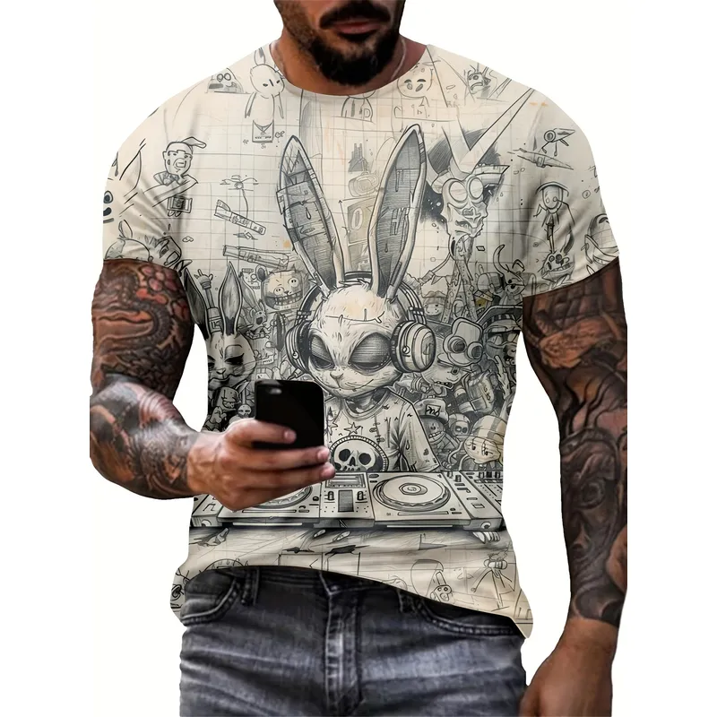 เสื้อยืดแขนสั้นพิมพ์ลายการ์ตูน - 3D Printing Rabbit บทวิจารณ์และราคา