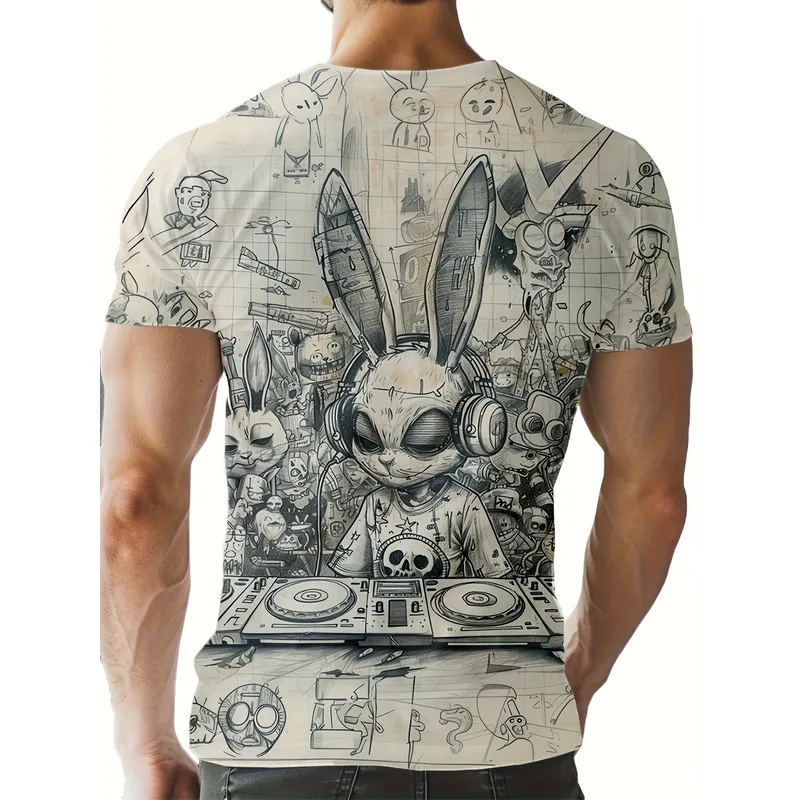 เสื้อยืดแขนสั้นพิมพ์ลายการ์ตูน - 3D Printing Rabbit บทวิจารณ์และราคา